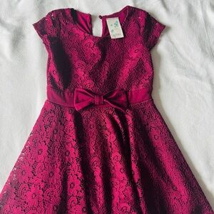 Lily Bleu Wine Lace Dress with Bow